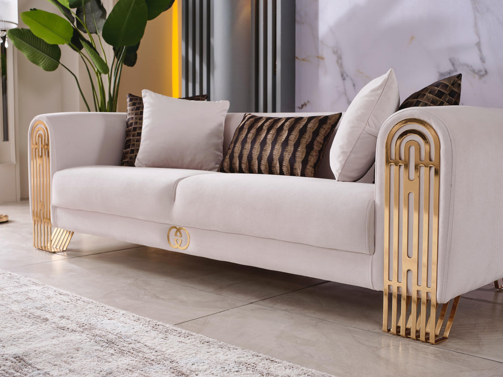 Monaco Living Room Set (Cream)