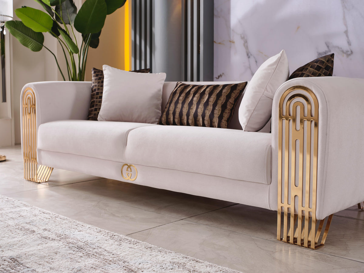 Monaco Living Room Set (Cream)