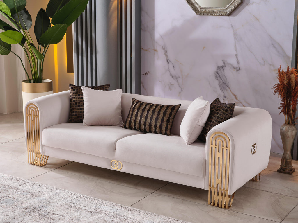 Monaco Living Room Set (Cream)