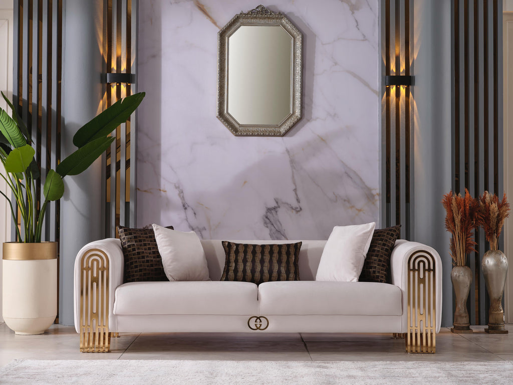 Monaco Living Room Set (Cream)