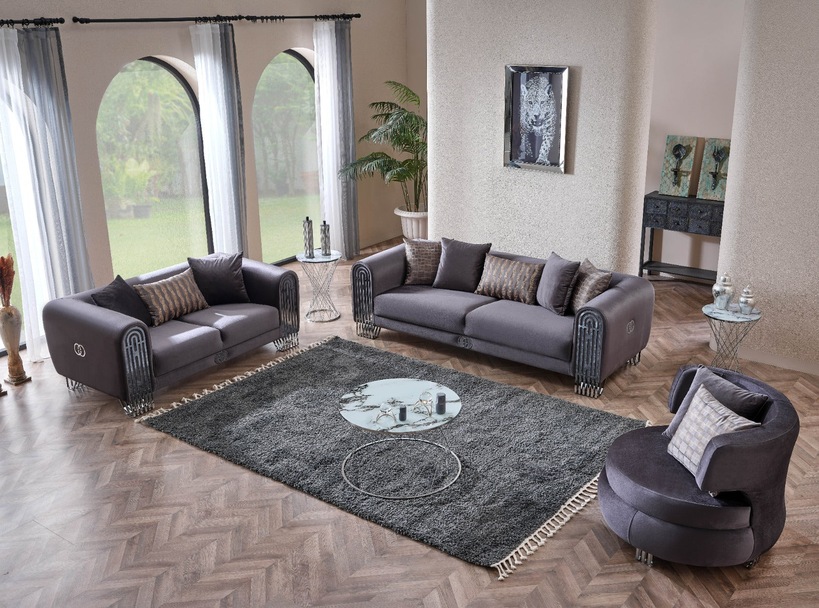 Monaco Living Room Set (Gray)