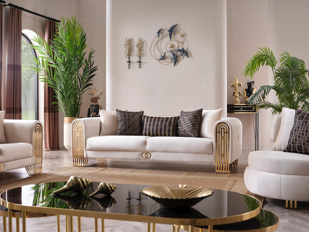 Monaco Living Room Set (Cream)