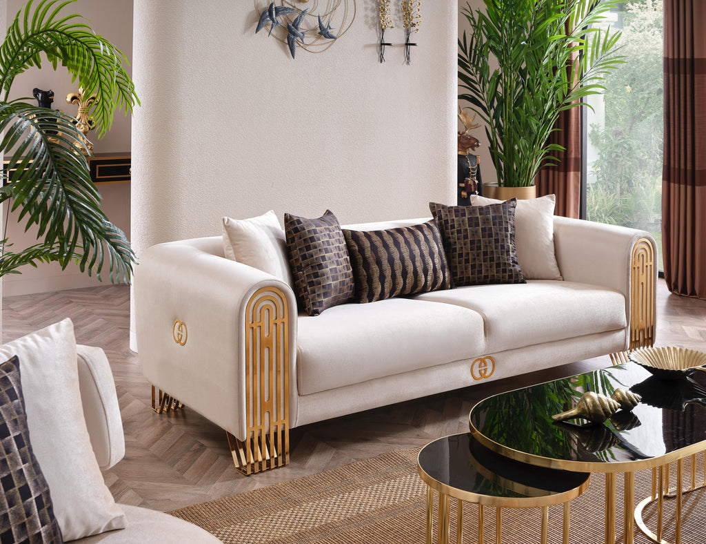 Monaco Living Room Set (Cream)