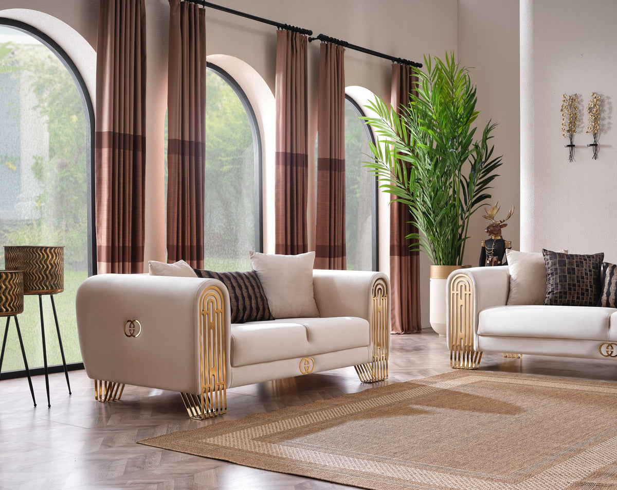 Monaco Living Room Set (Cream)