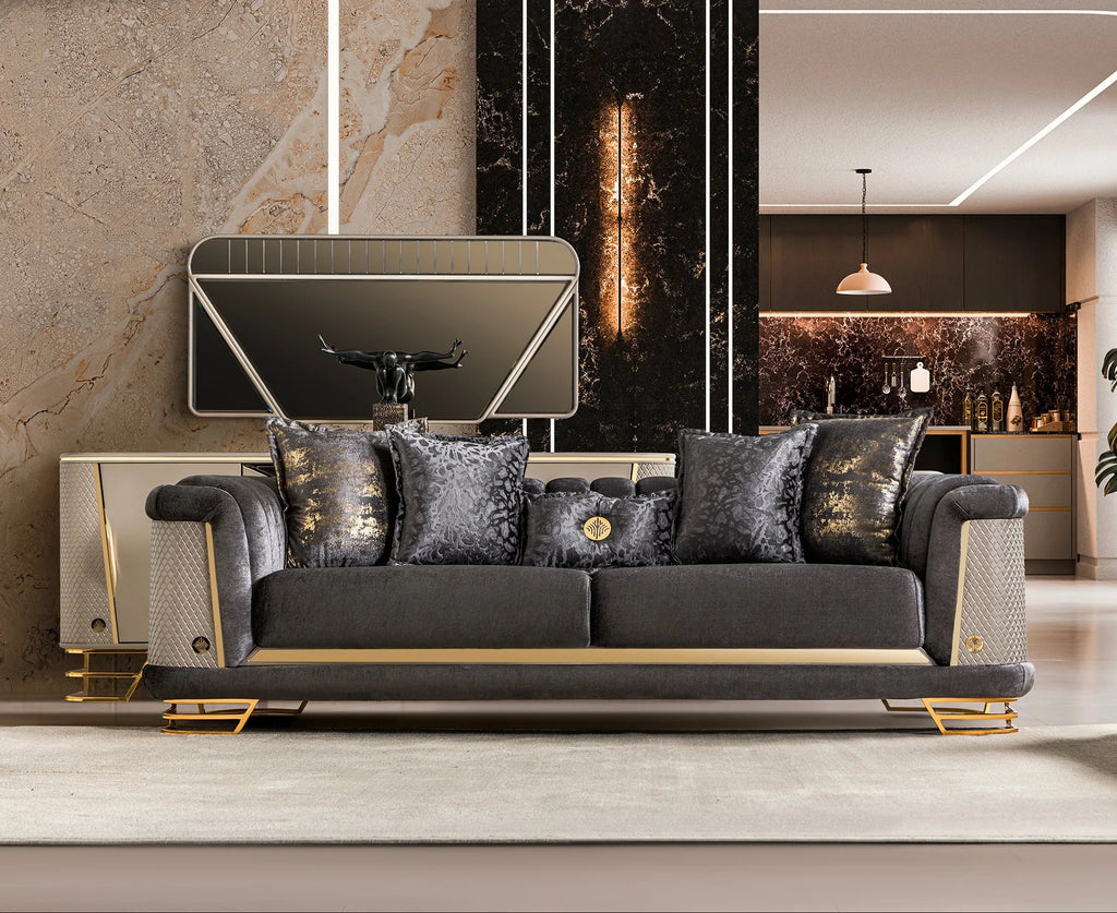 Romance Living Room Set (Gray)