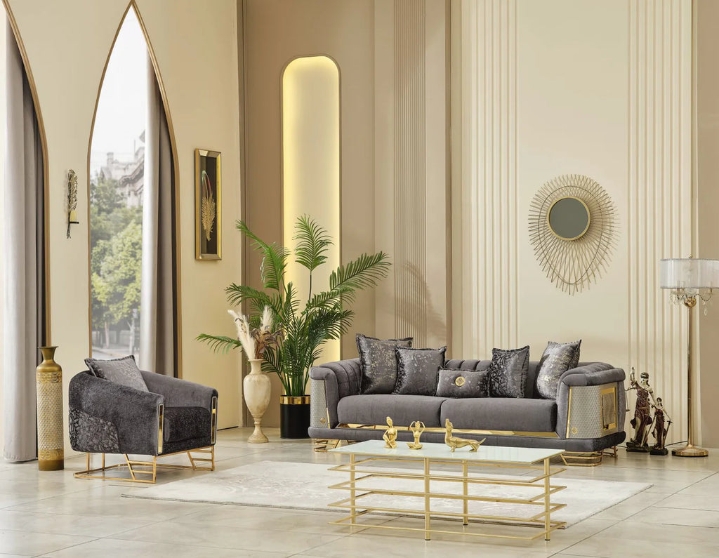 Romance Living Room Set (Gray)