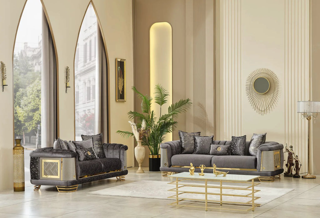 Romance Living Room Set (Gray)
