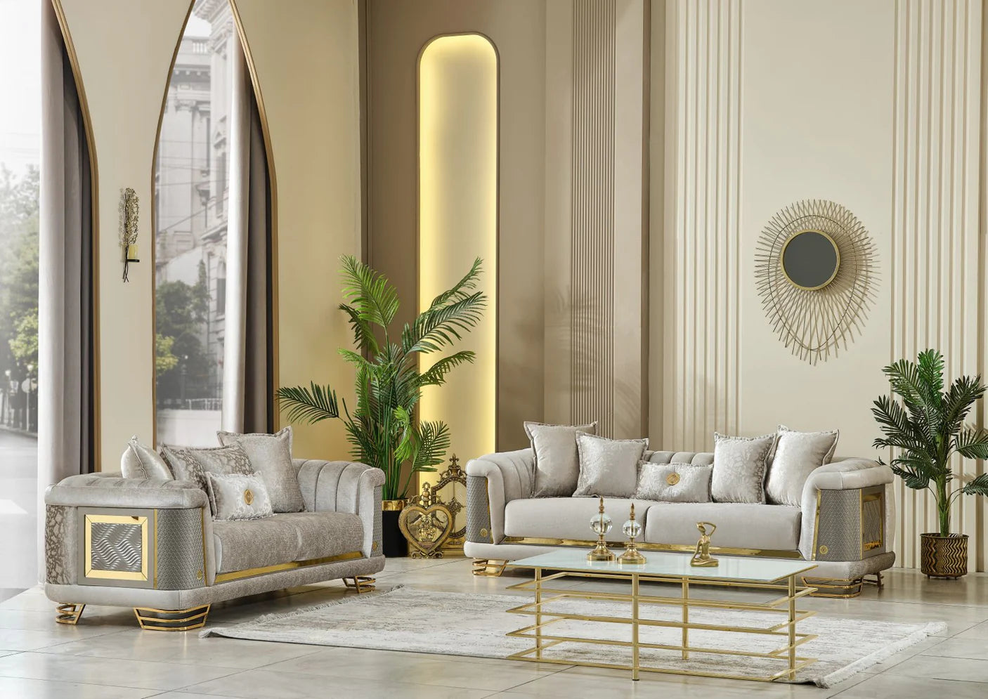 Romance Living Room Set (Beige)