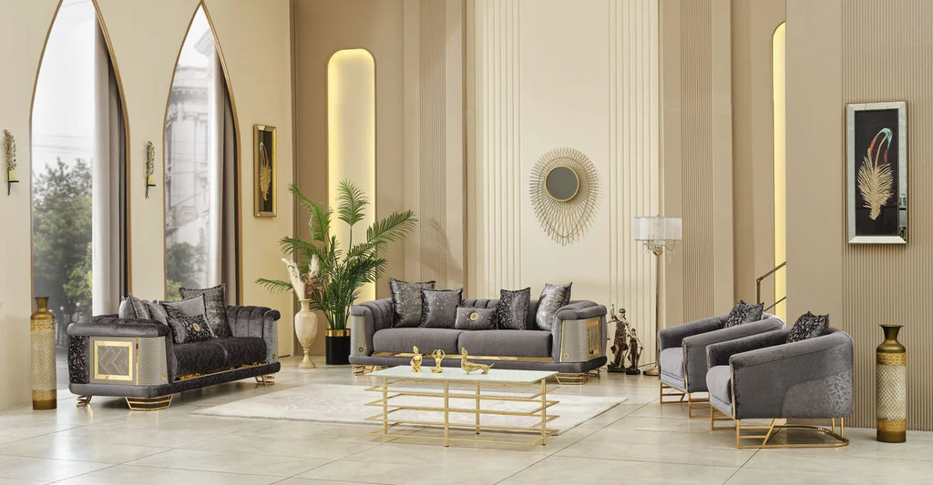Romance Living Room Set (Gray)