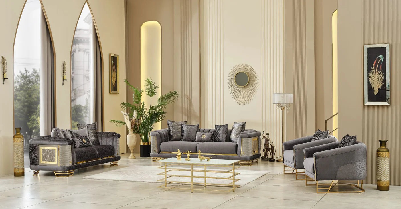 Romance Living Room Set (Gray)